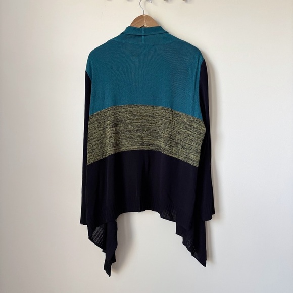 Misook Cardigan Tank Top Twinset 1X Color Block Green Black - Picture 8 of 11